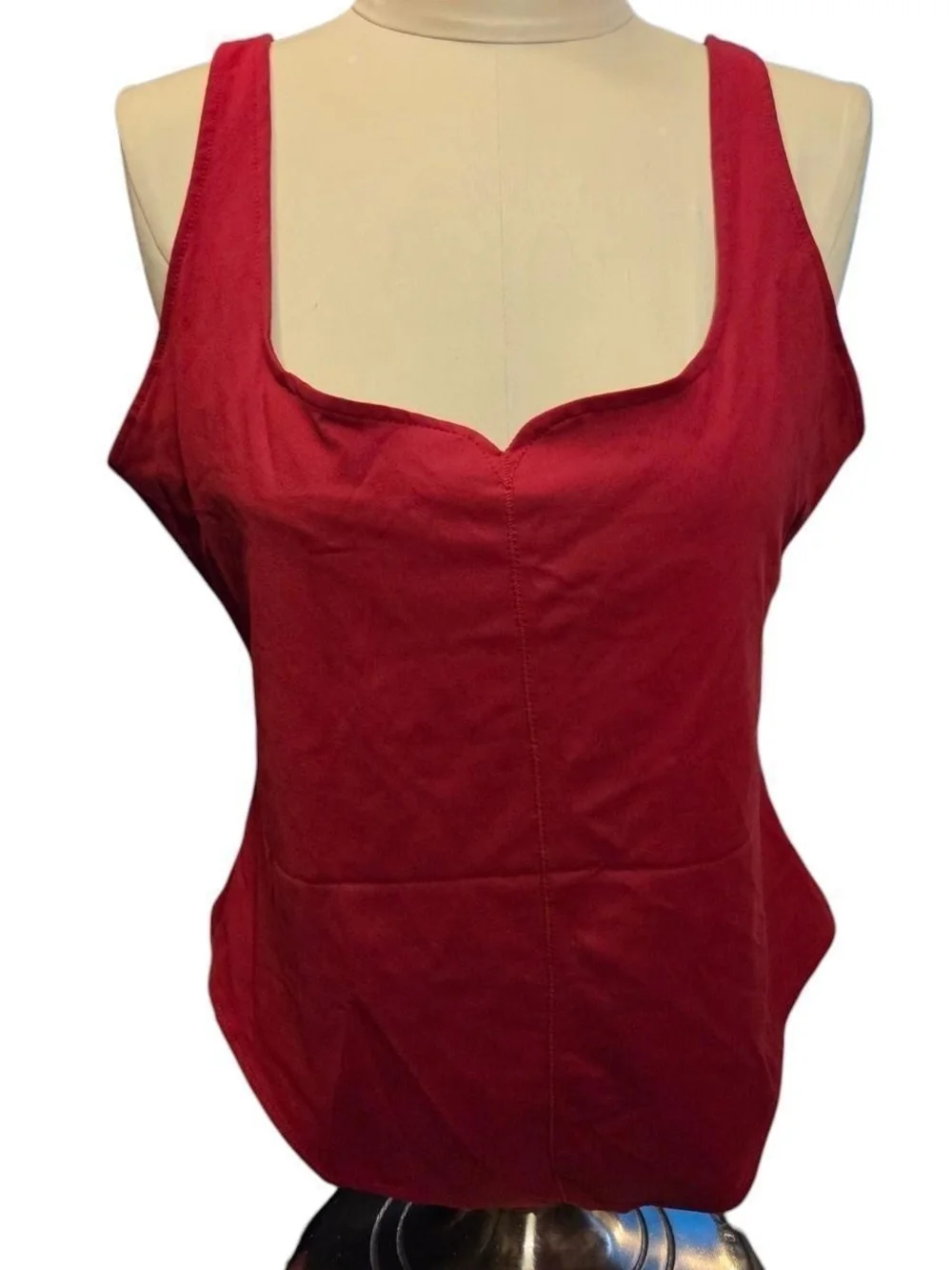 Red Scoop Neck Bodysuit